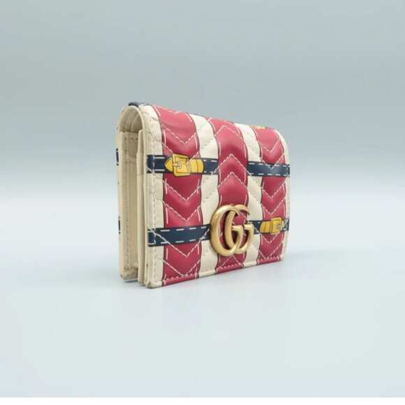 100% Authentic GUCCI White&Red Trompe L'Oeil Leather Wallet - Picture 3 of 12